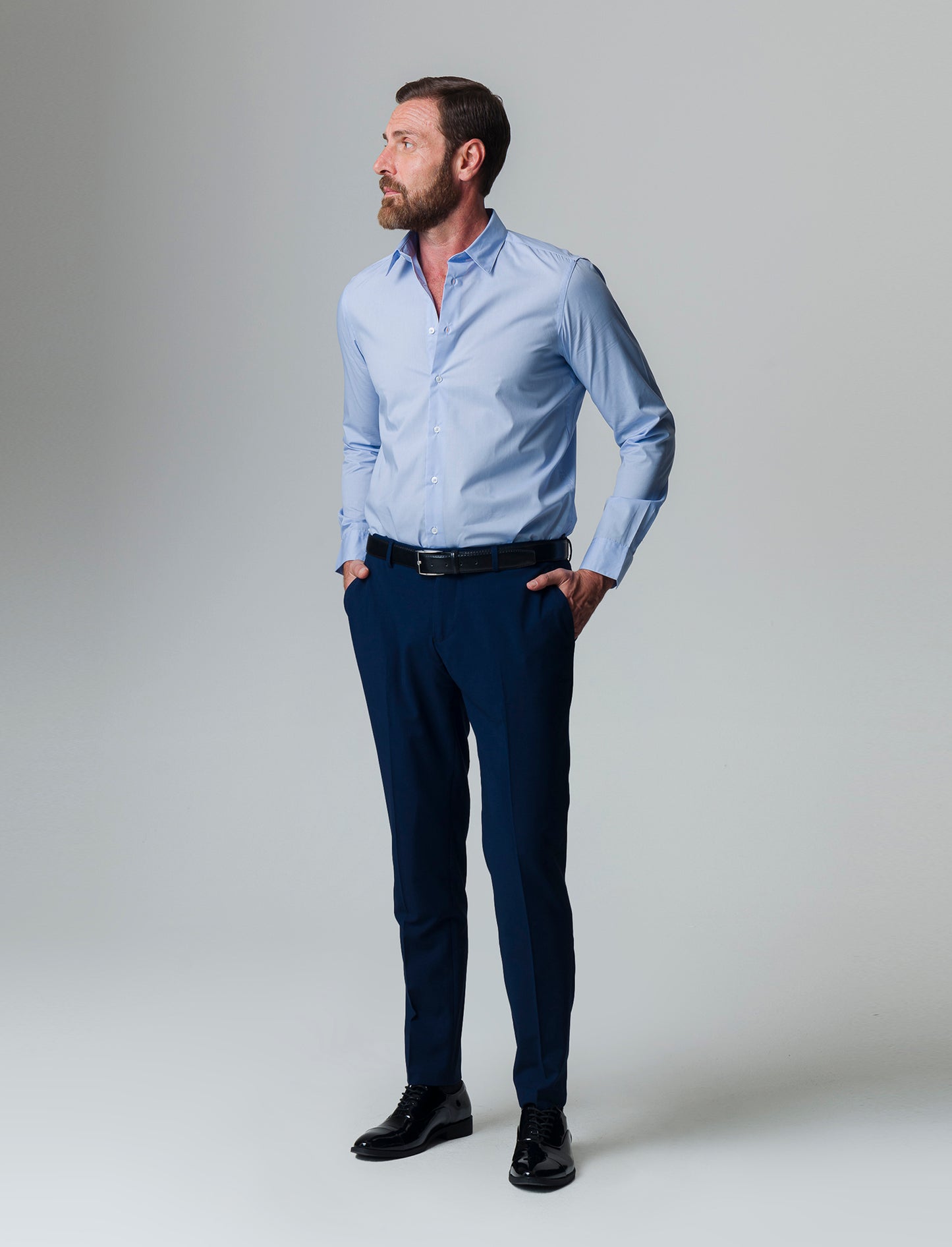 Camicia basic slim fit easy iron da uomo - Celeste