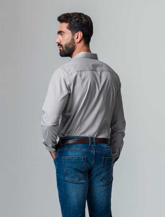 Camicia basic slim fit easy iron da uomo - Grigio