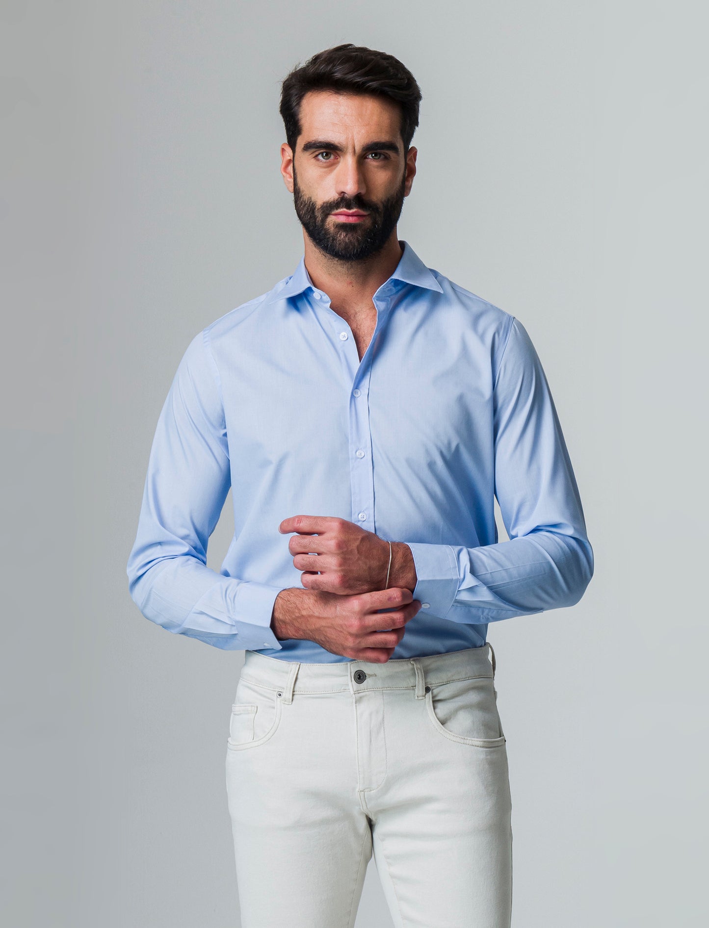 Man's basic regular fit easy iron shirt - Sky blue