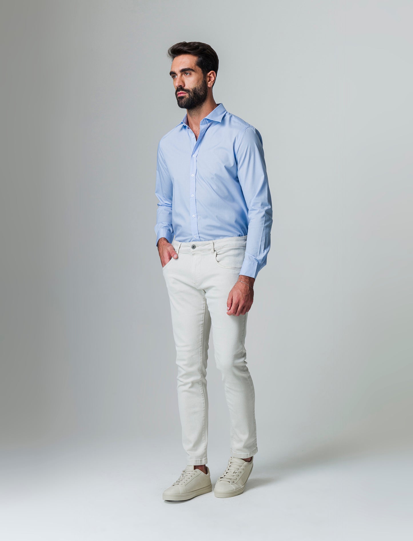 Man's basic regular fit easy iron shirt - Sky blue