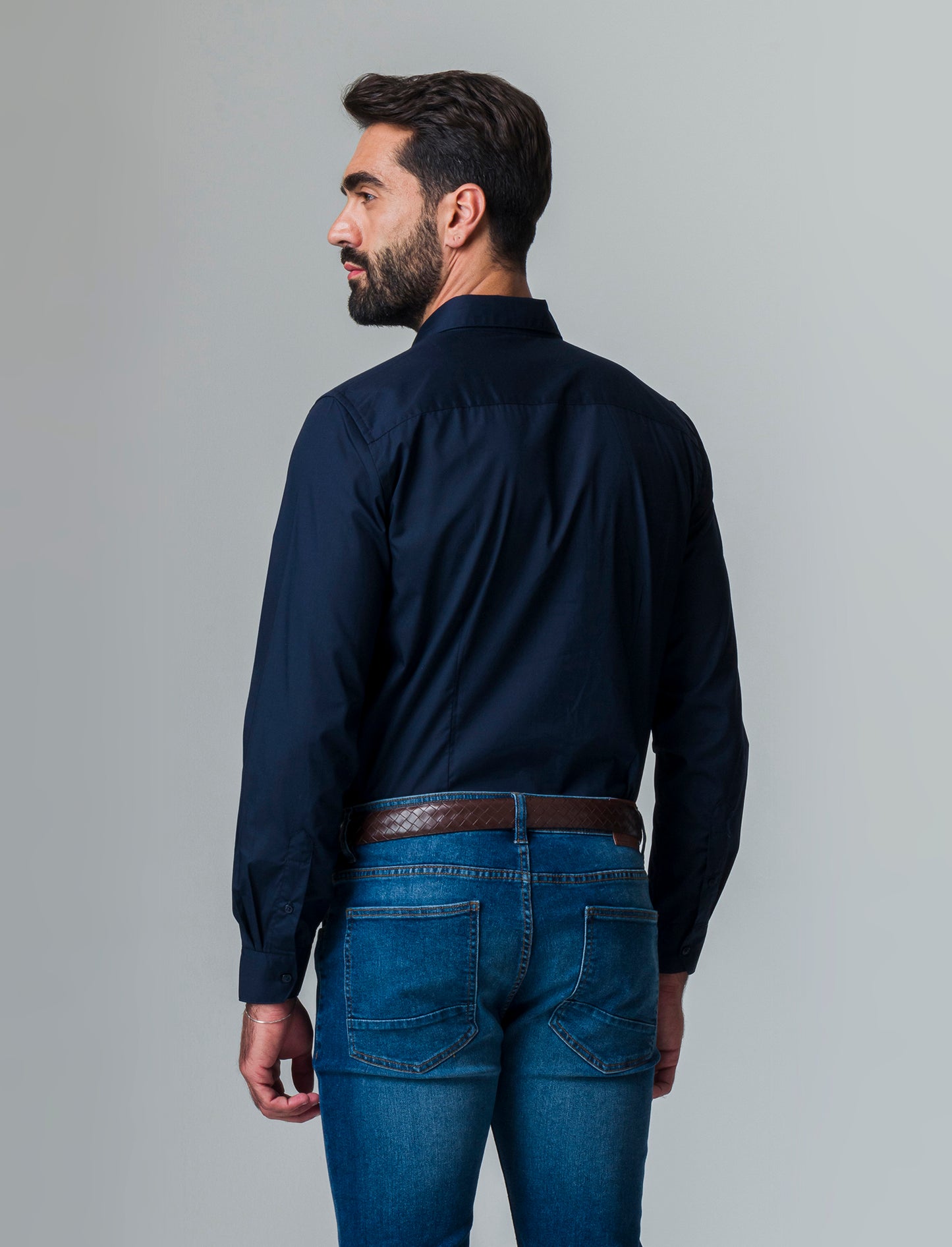 Camicia regular fit easy iron unita ed a fantasia da uomo - Blu