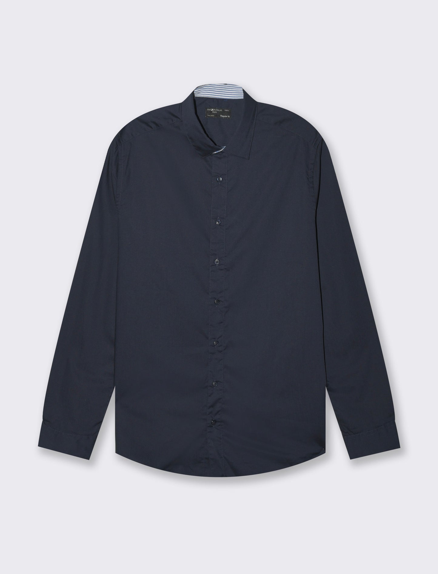 Camicia regular fit easy iron unita ed a fantasia da uomo - Blu