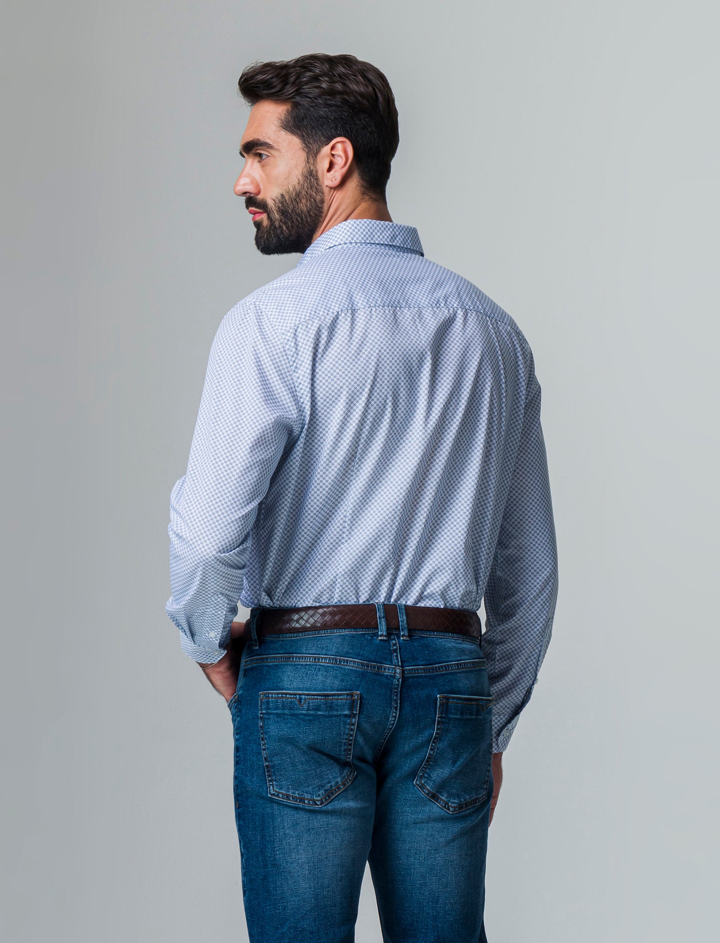 Man's regular fit micro pattern shirt - Grey