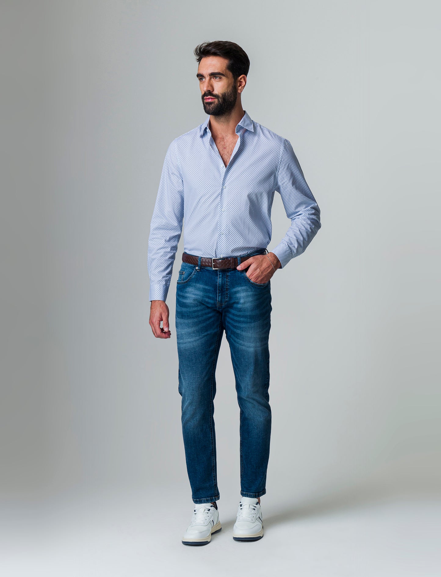 Man's regular fit micro pattern shirt - Grey