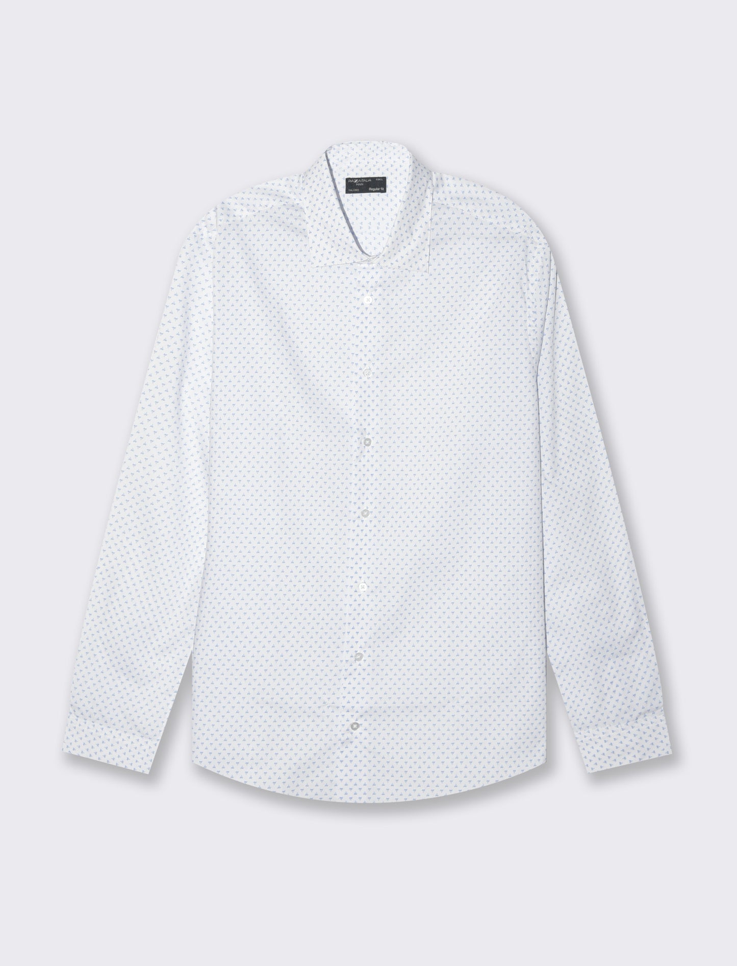 Camicia micro fantasia regular fit da uomo - Azzurro