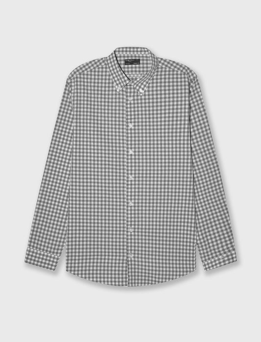 Camicia fantasia a quadri da uomo - Grigio fango