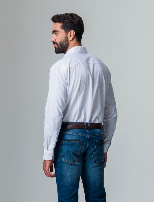 Man's structured regular fit formal shirt - White