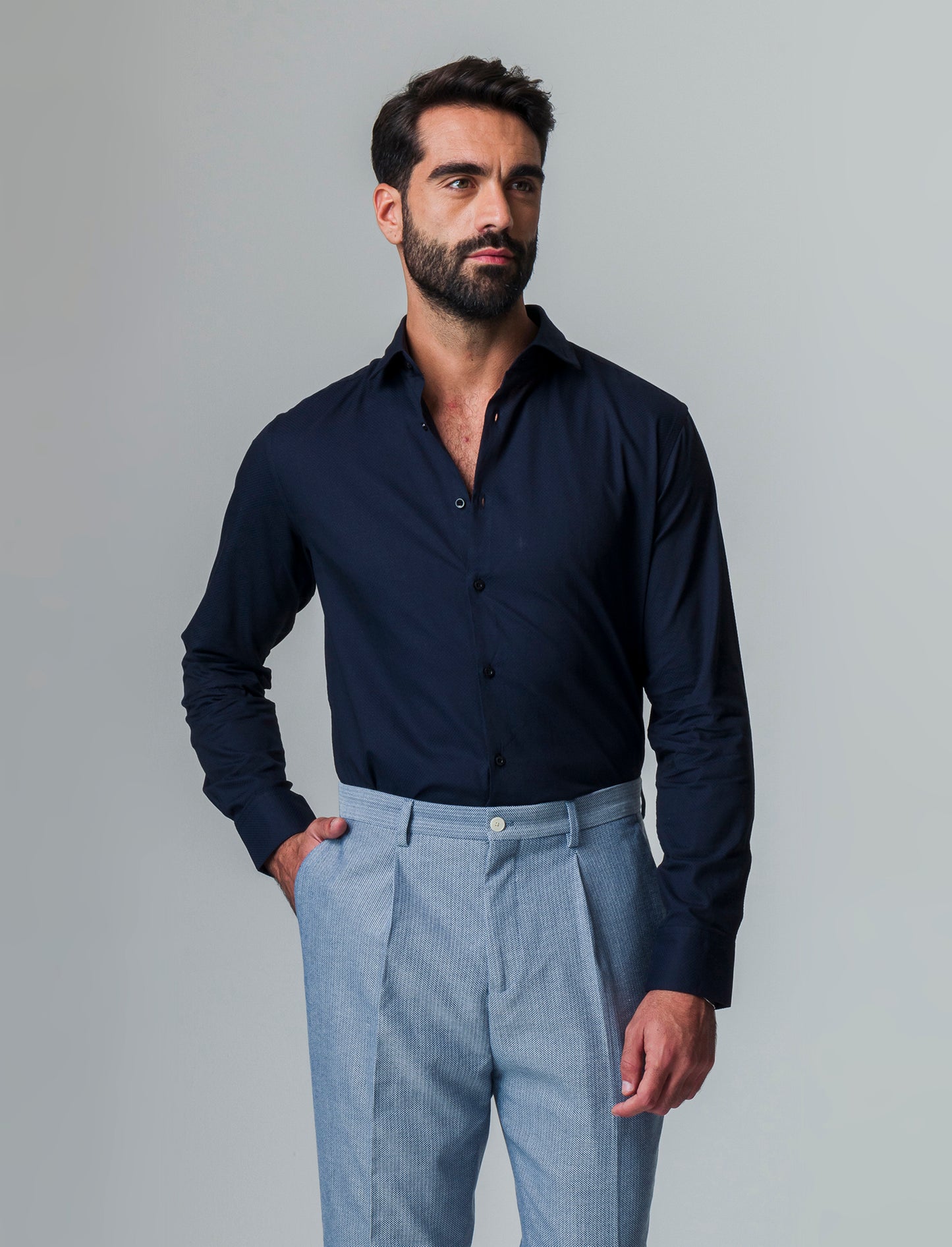 Man's structured regular fit formal shirt - Black