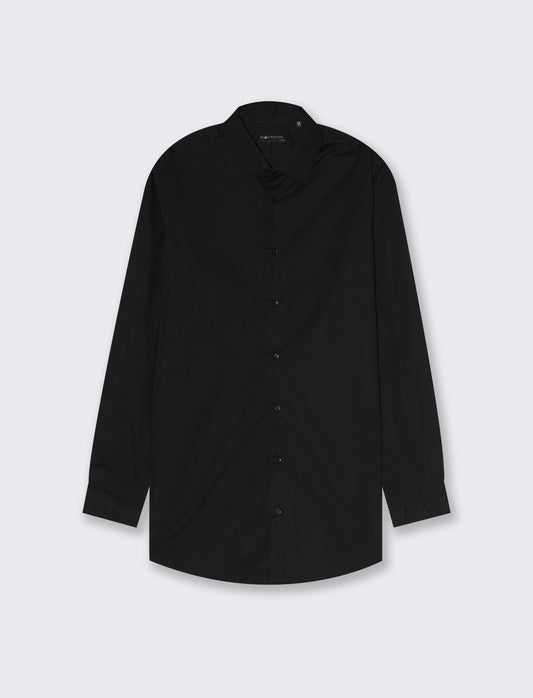 Man's slim fit stretch poplin shirt - Black