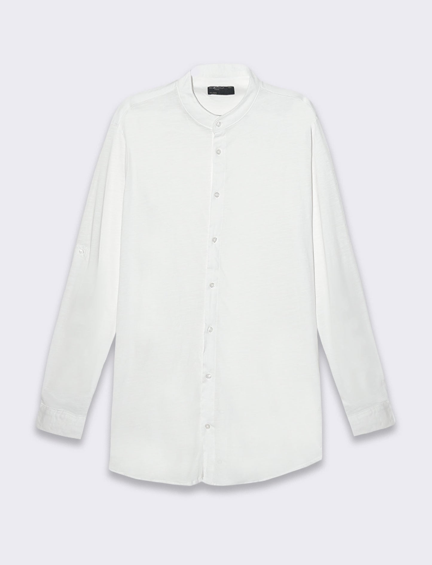 Man's slub jersey shirt with korean collar - White