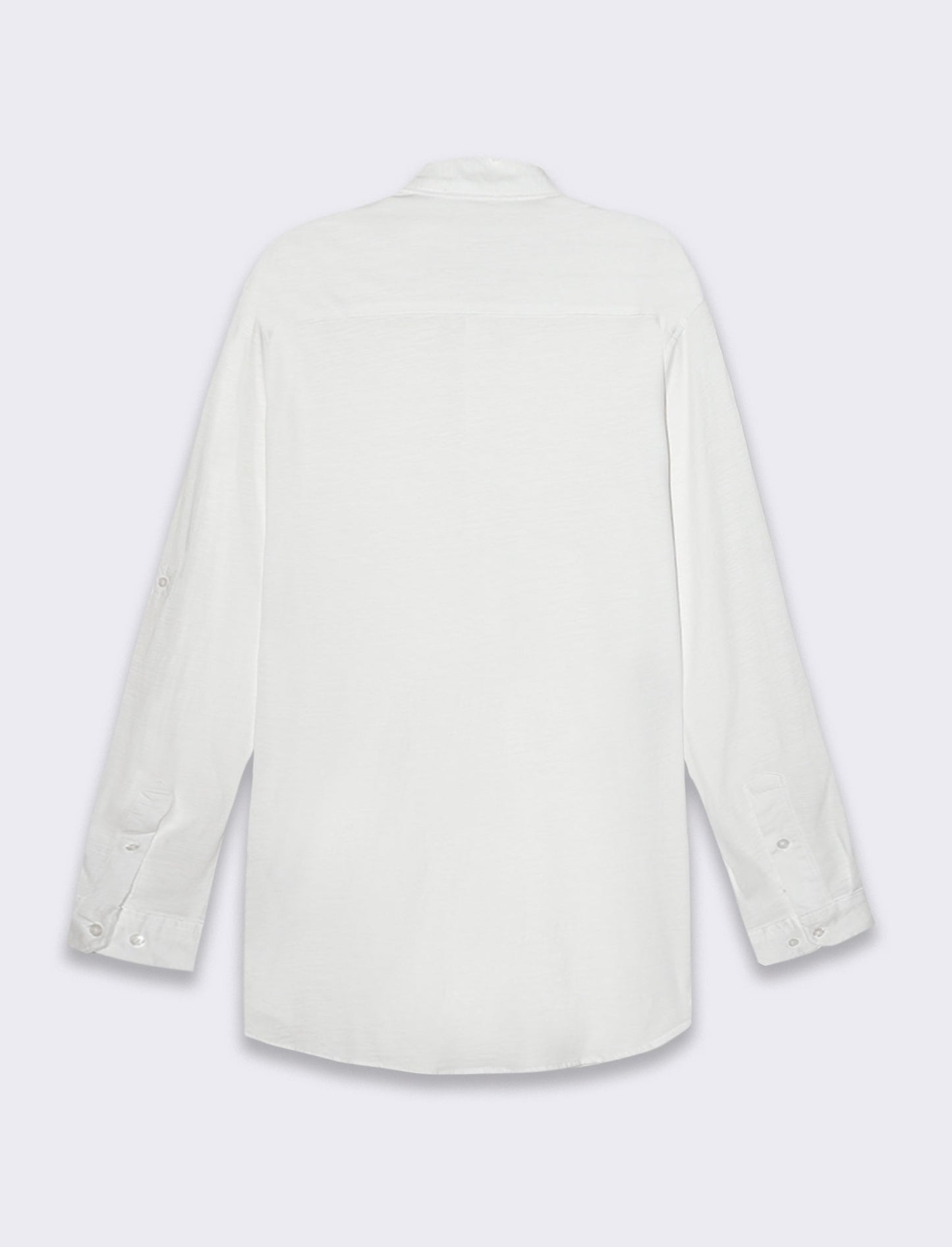 Man's slub jersey shirt with korean collar - White