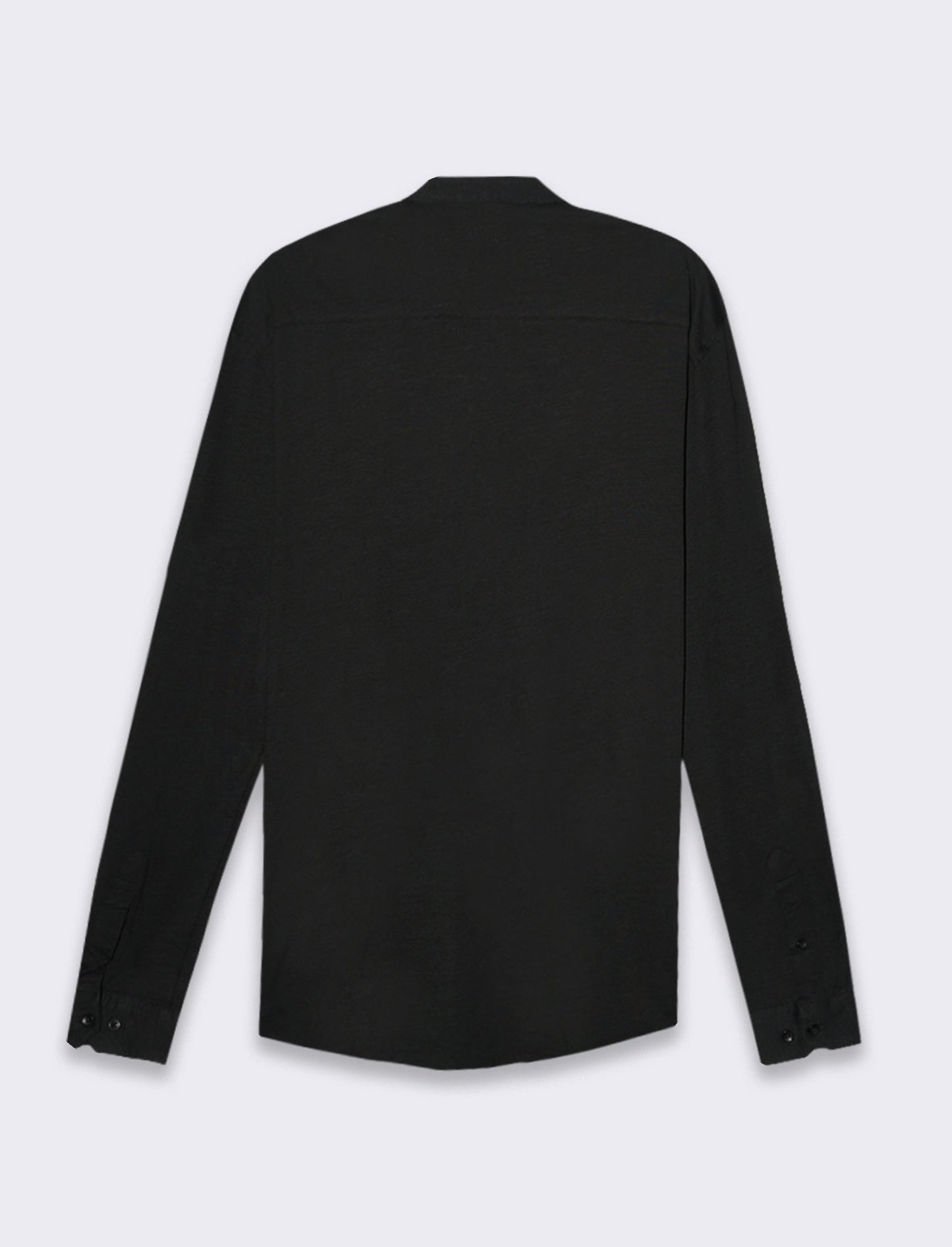 Camicia in jersey slub collo coreano da uomo - Nero