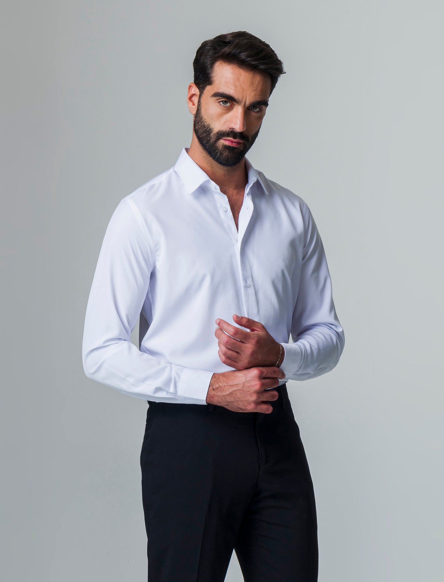 Camicia slim fit tessuto tecnico da uomo - Bianco