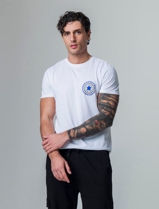 T-shirt in cotone con stampe regular fit da uomo - Bianco