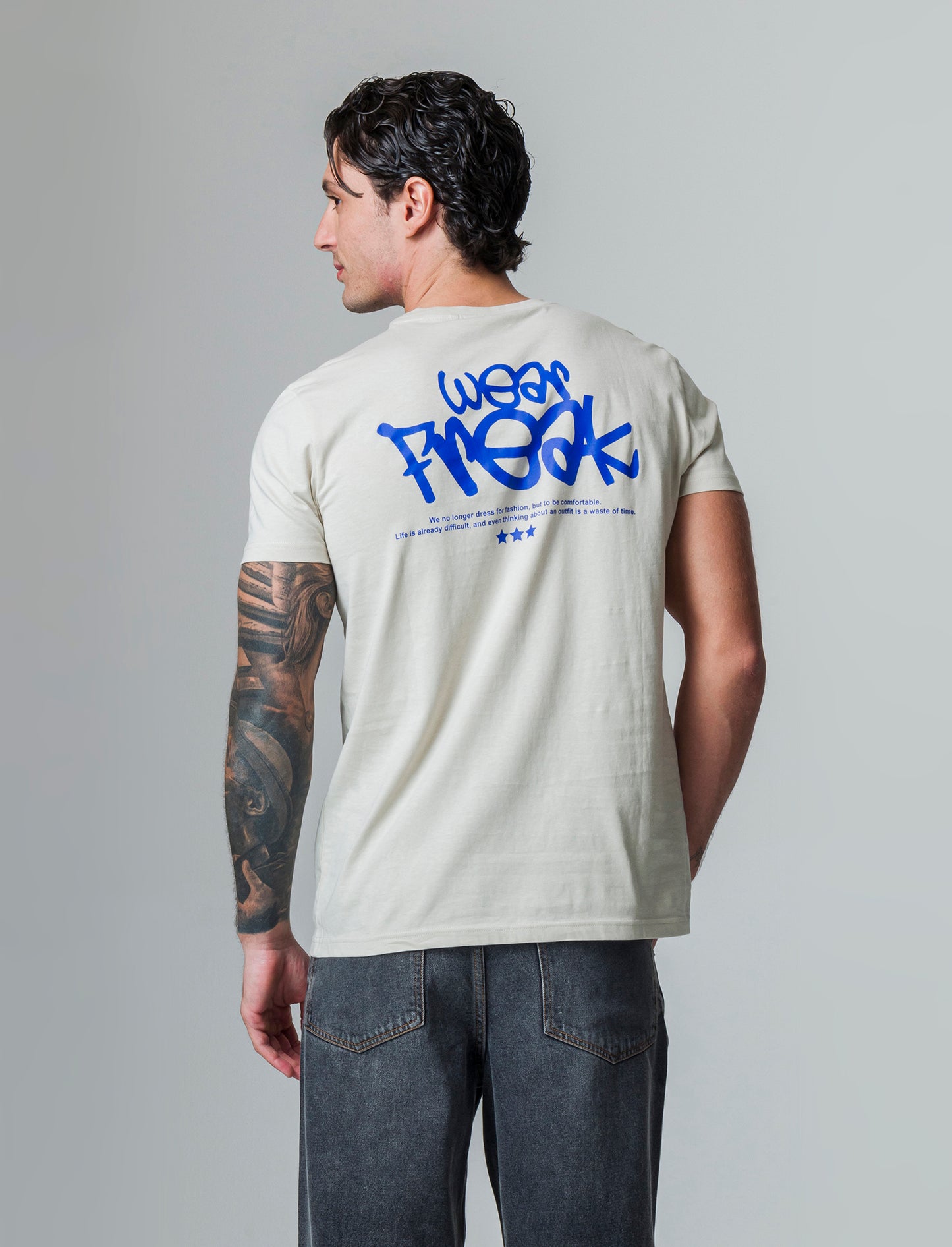 T-shirt in cotone con stampe regular fit da uomo - Grigio ghiaccio