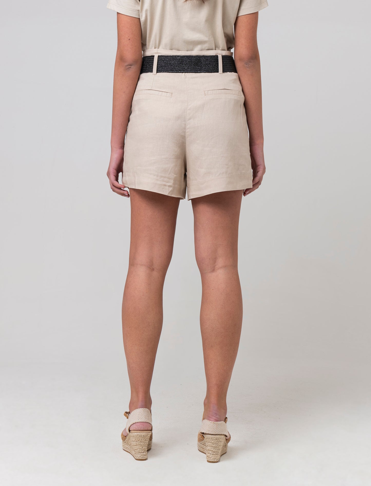 Short con cintura da donna - Beige corda