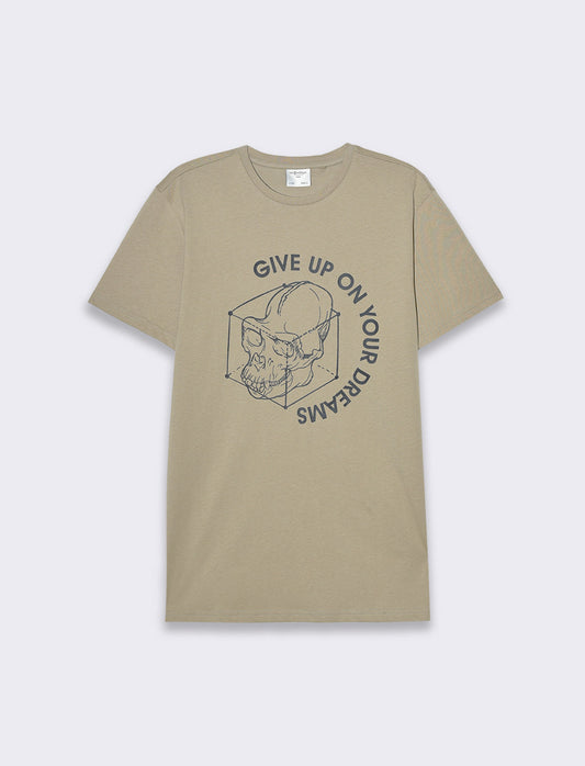 T-shirt in cotone con stampa regular fit da uomo - Verde salvia