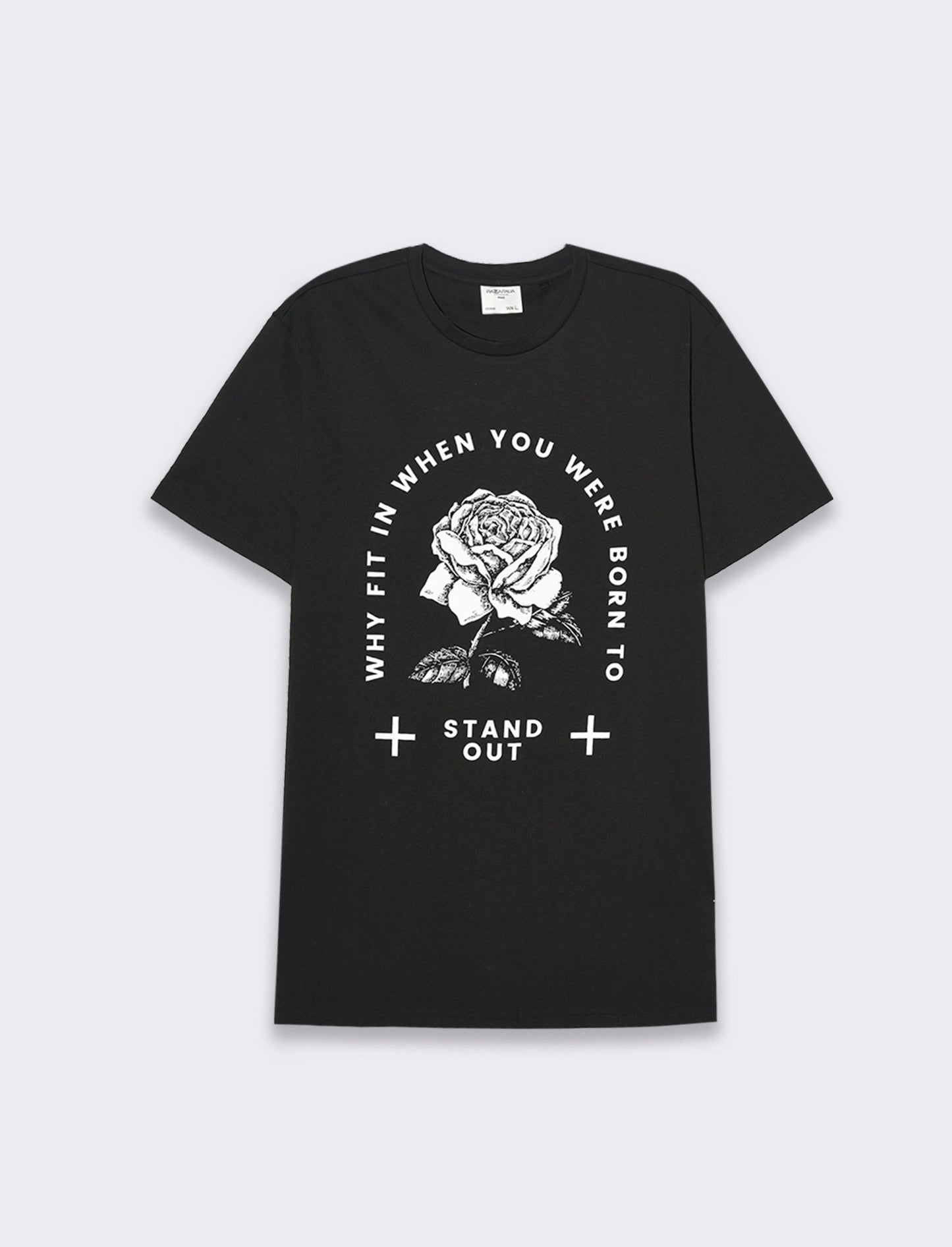 T-shirt in cotone con stampa regular fit da uomo - Nero
