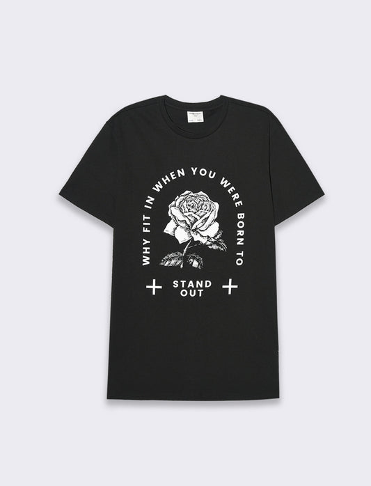 T-shirt in cotone con stampa regular fit da uomo - Nero