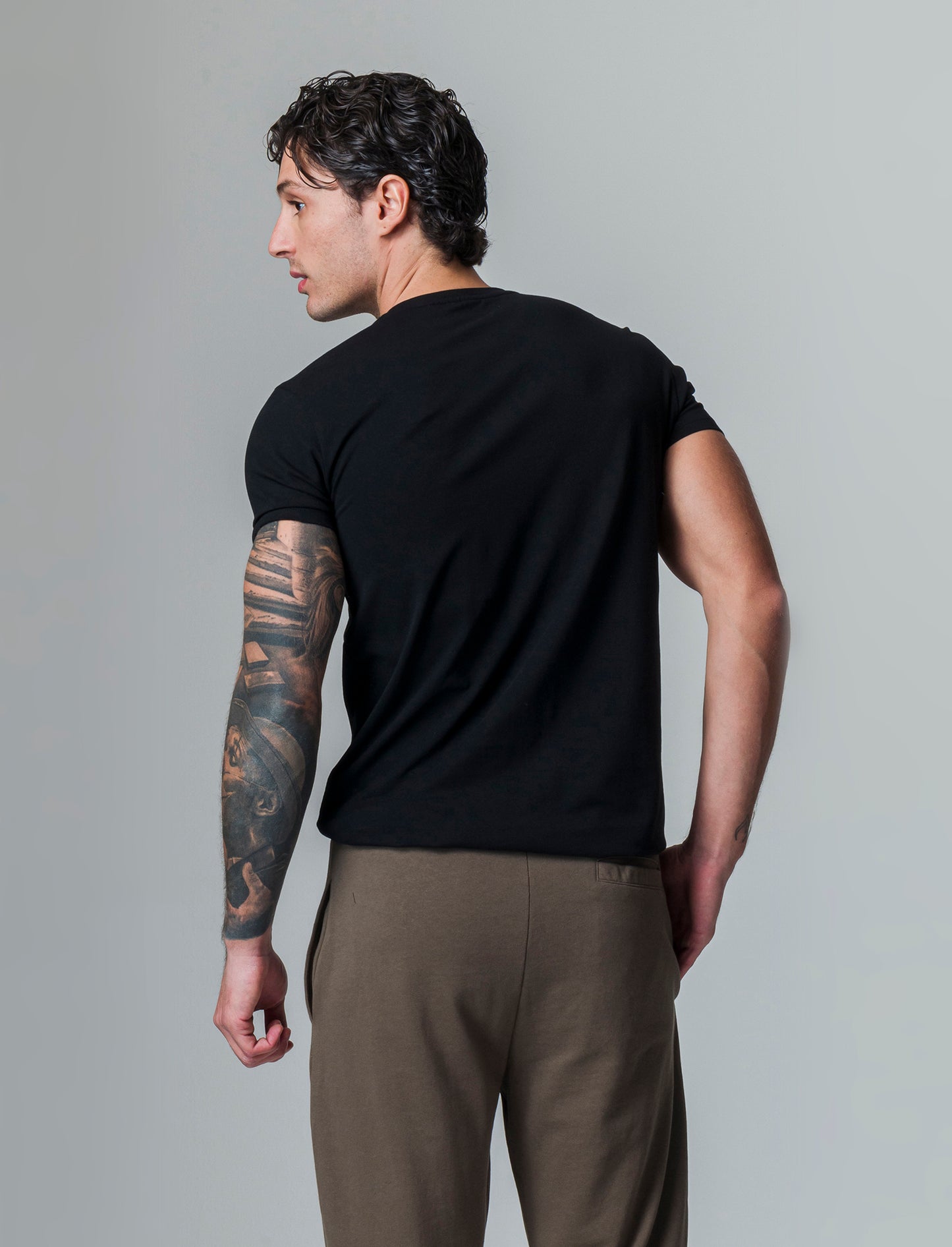 Man's slim fit cotton stretch basic t-shirt - Black