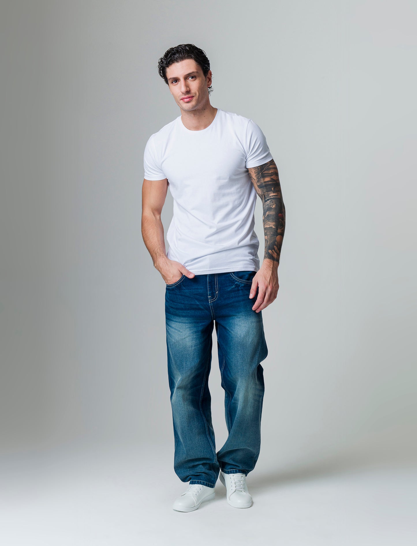 Man's slim fit cotton stretch basic t-shirt - White
