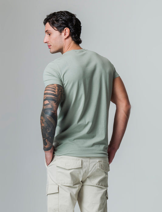 Man's slim fit cotton stretch basic t-shirt - Green