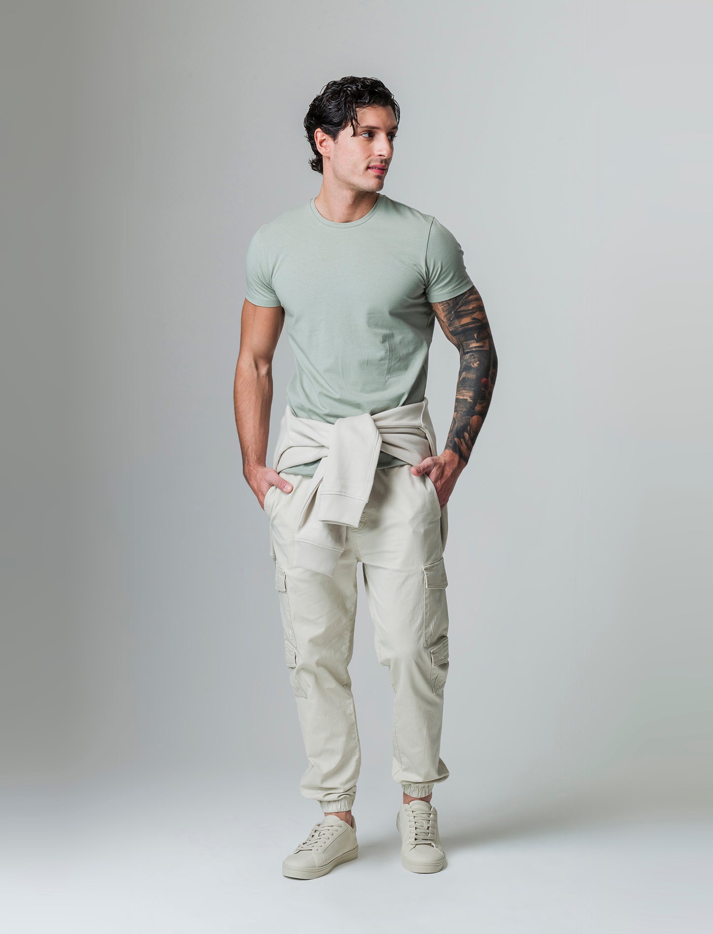 Man's slim fit cotton stretch basic t-shirt - Green
