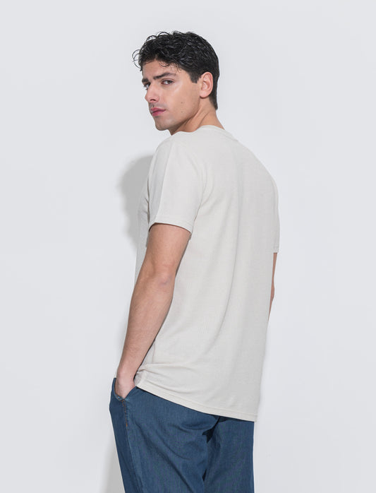 T-shirt waffle regular fit da uomo - Grigio ghiaccio