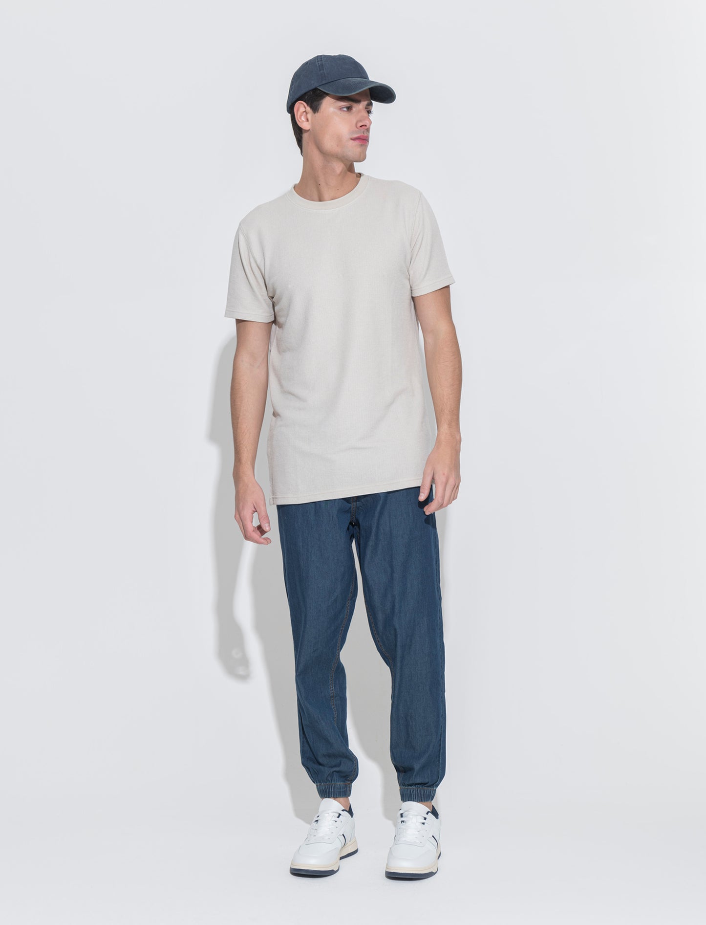 T-shirt waffle regular fit da uomo - Grigio ghiaccio