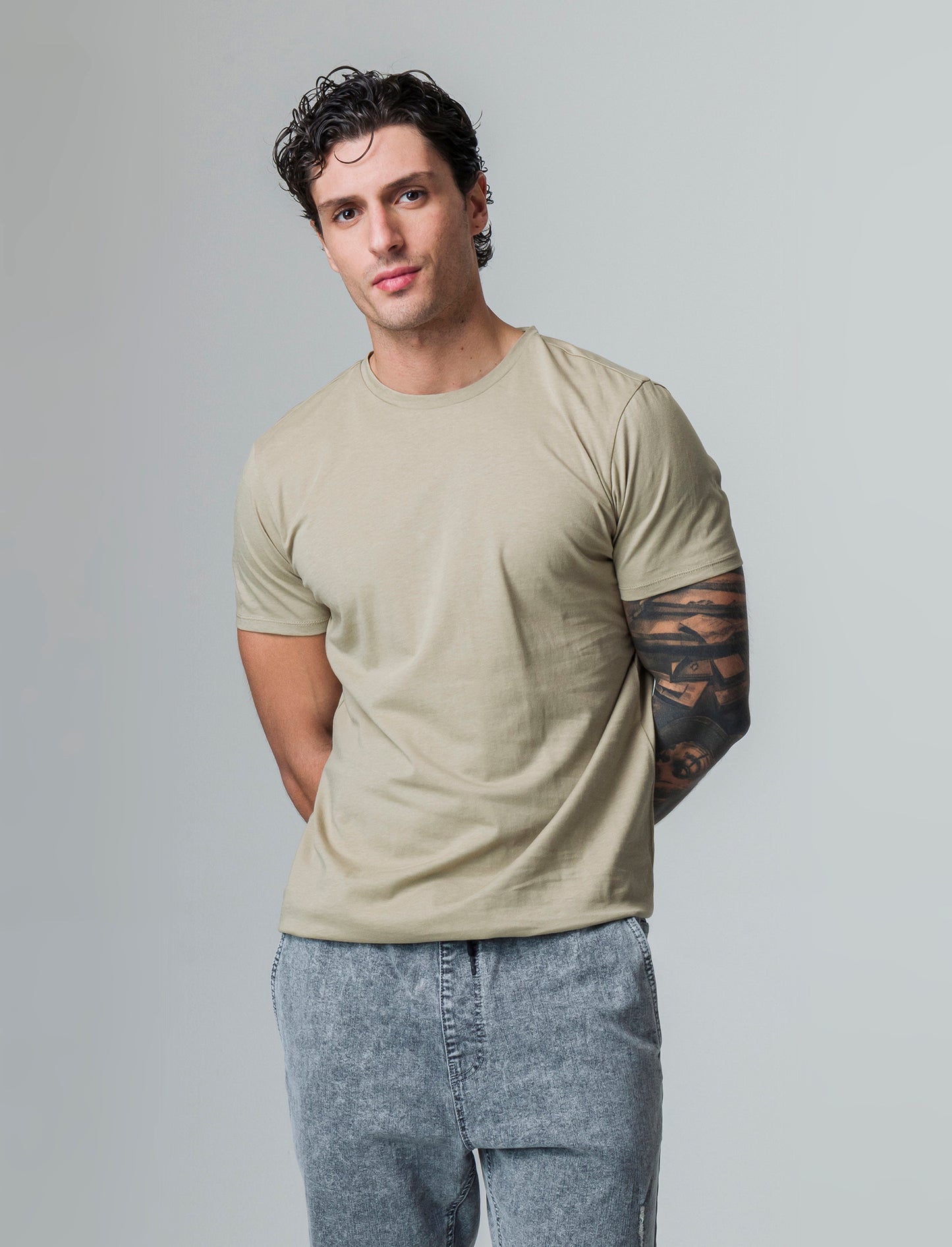 T-shirt waffle regular fit da uomo - Verde salvia