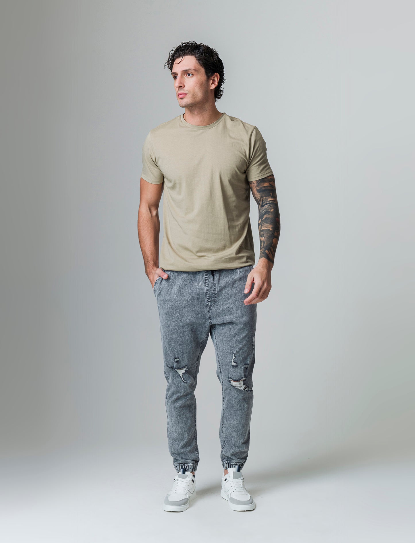 T-shirt waffle regular fit da uomo - Verde salvia