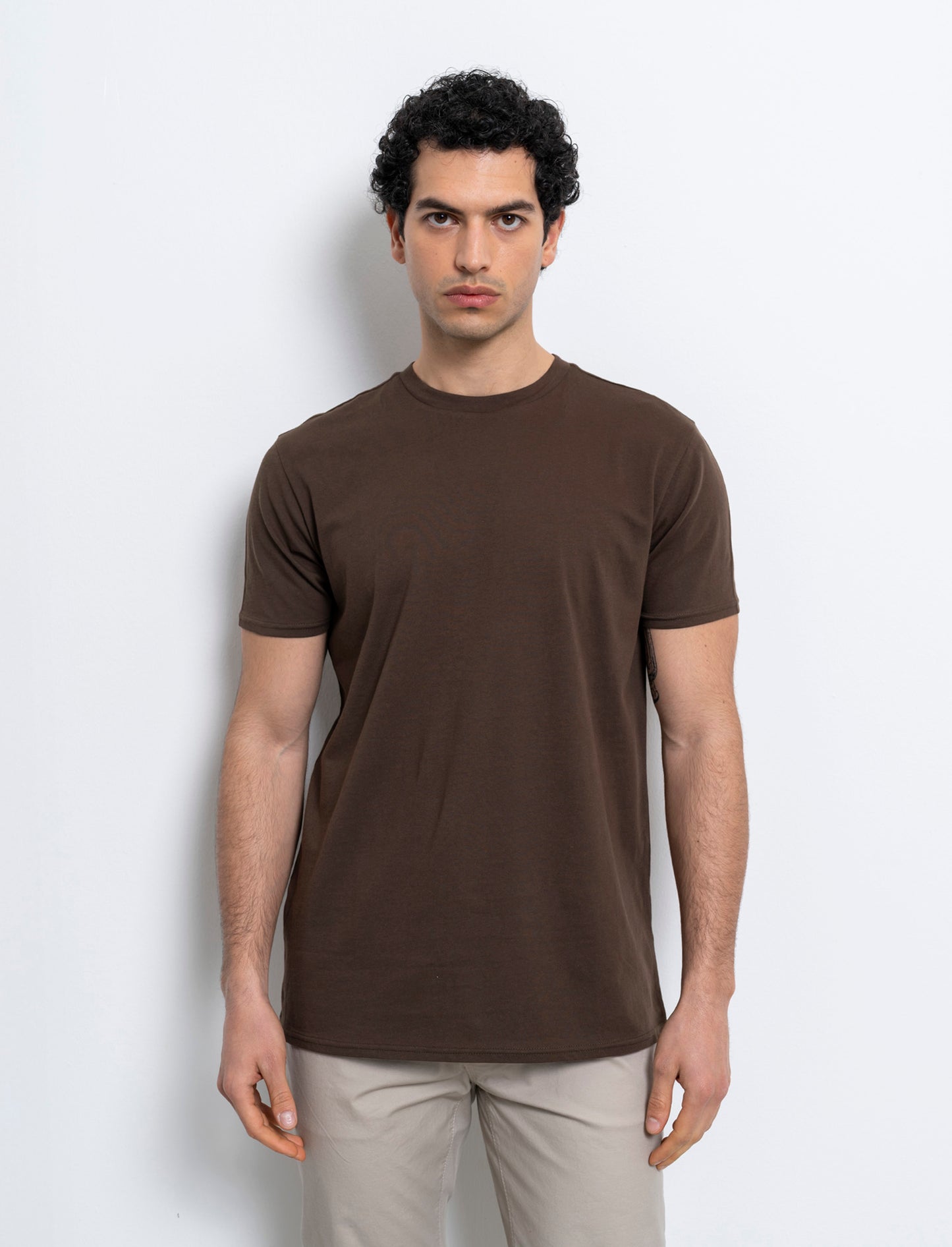 Man's premium cotton basic t-shirt regular fit - Brown