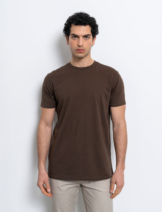 Man's premium cotton basic t-shirt regular fit - Brown