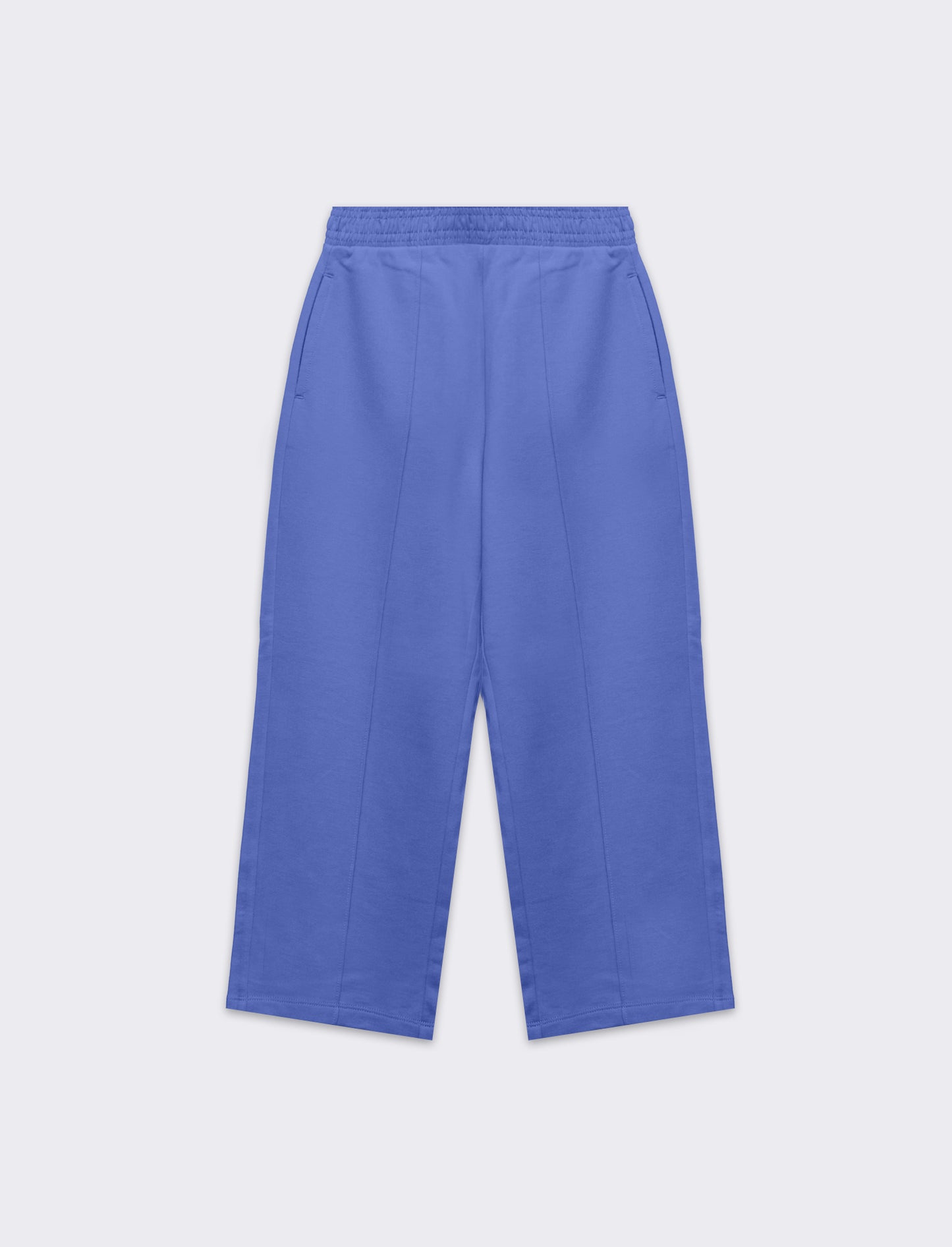Jogger gamba larga con tasche da bambina - Azzurro