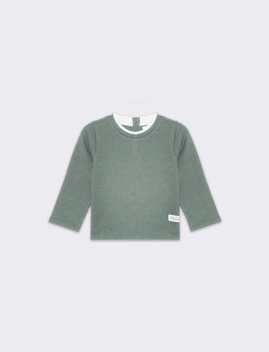 Maglietta con inserti a contrasto da neonato - Verde
