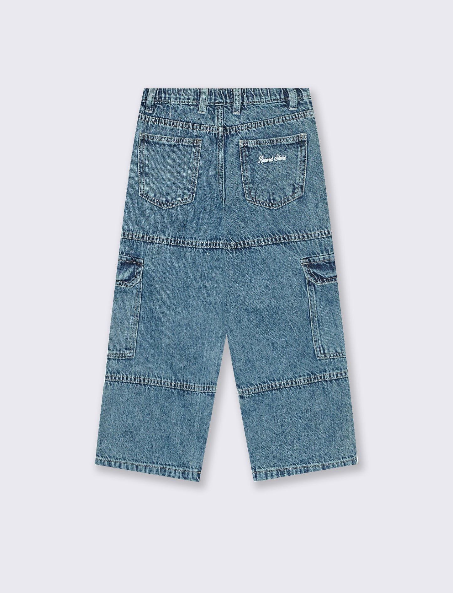 Jeans cargo baggy con ricami retrò - Denim