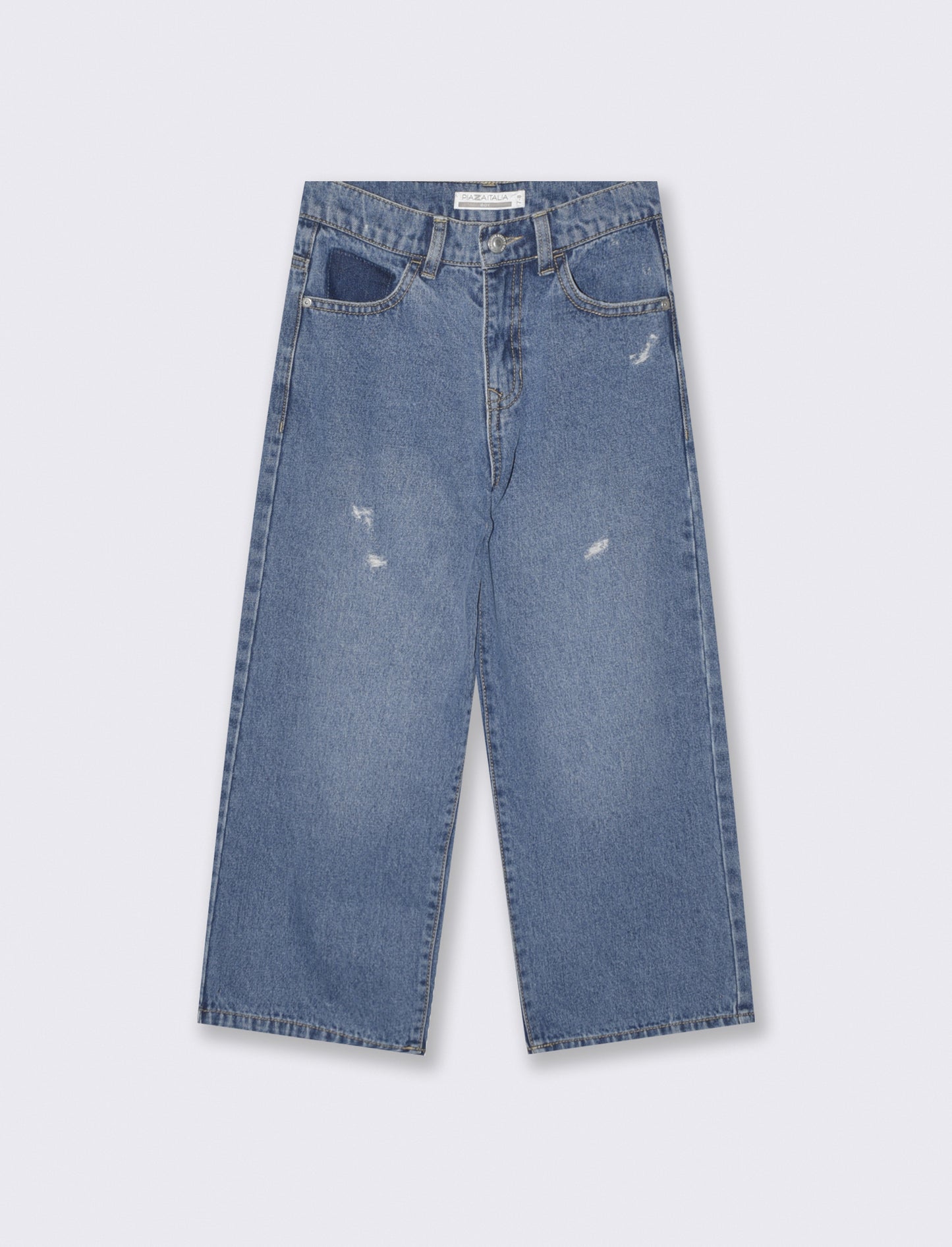 Jeans loose fit con scritta college - Denim