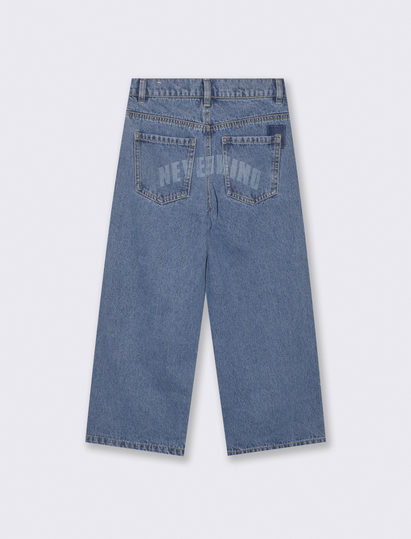 Jeans loose fit con scritta college - Denim