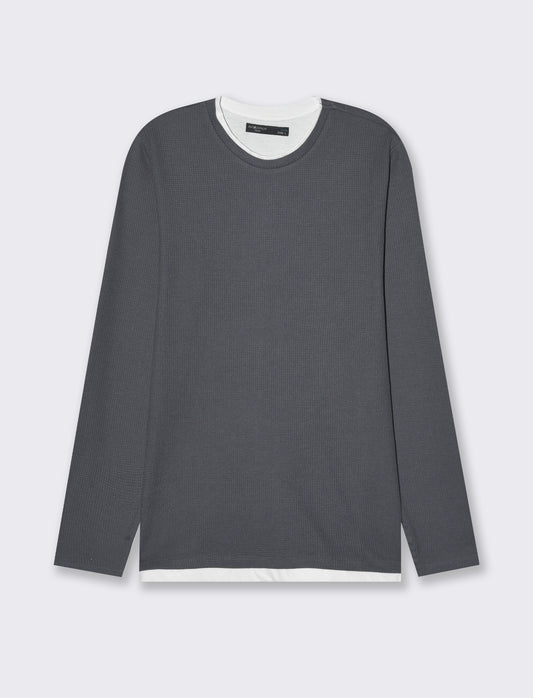 Maglia girocollo struttura waffel da uomo - Avion