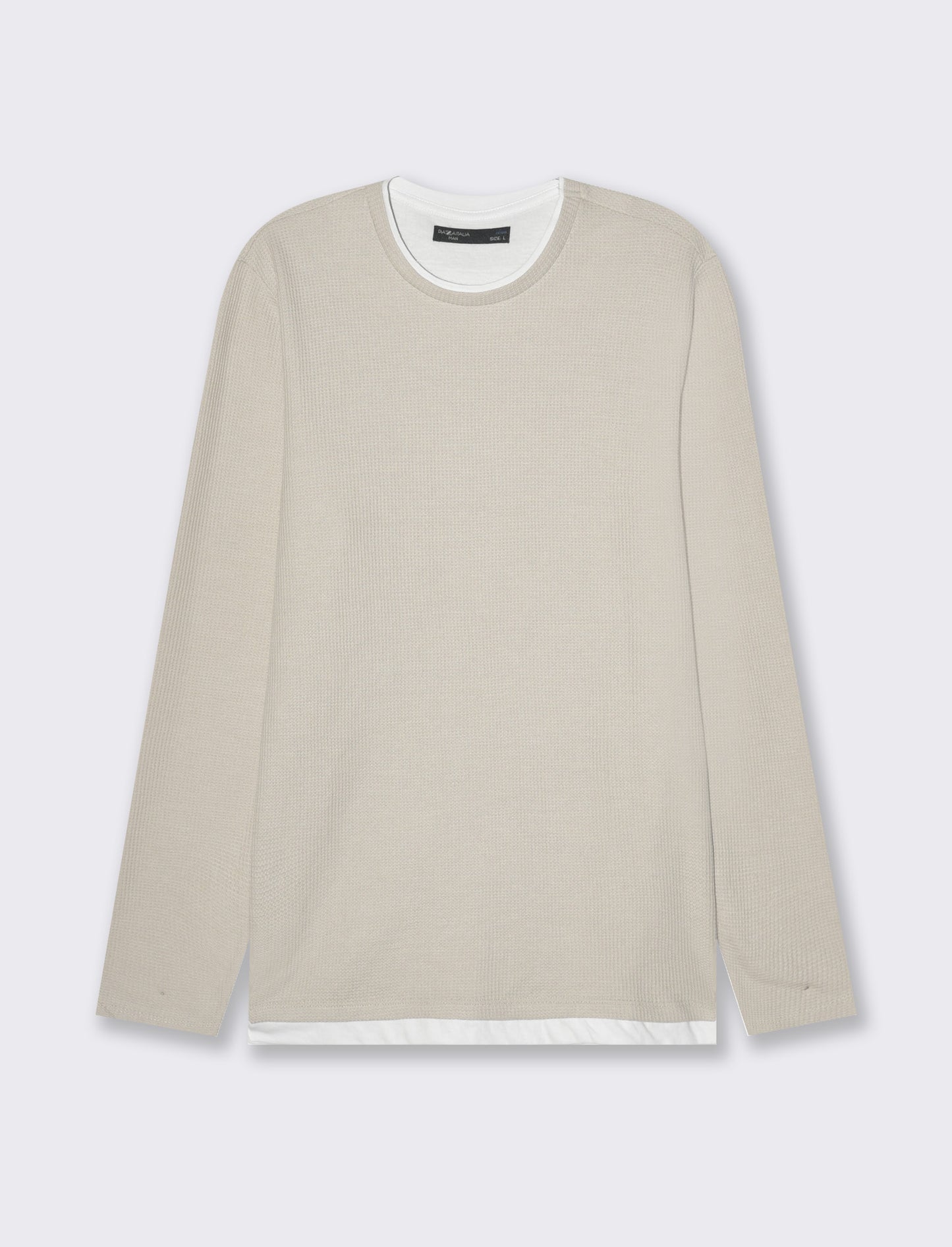 Maglia girocollo struttura waffel da uomo - Grigio ghiaccio