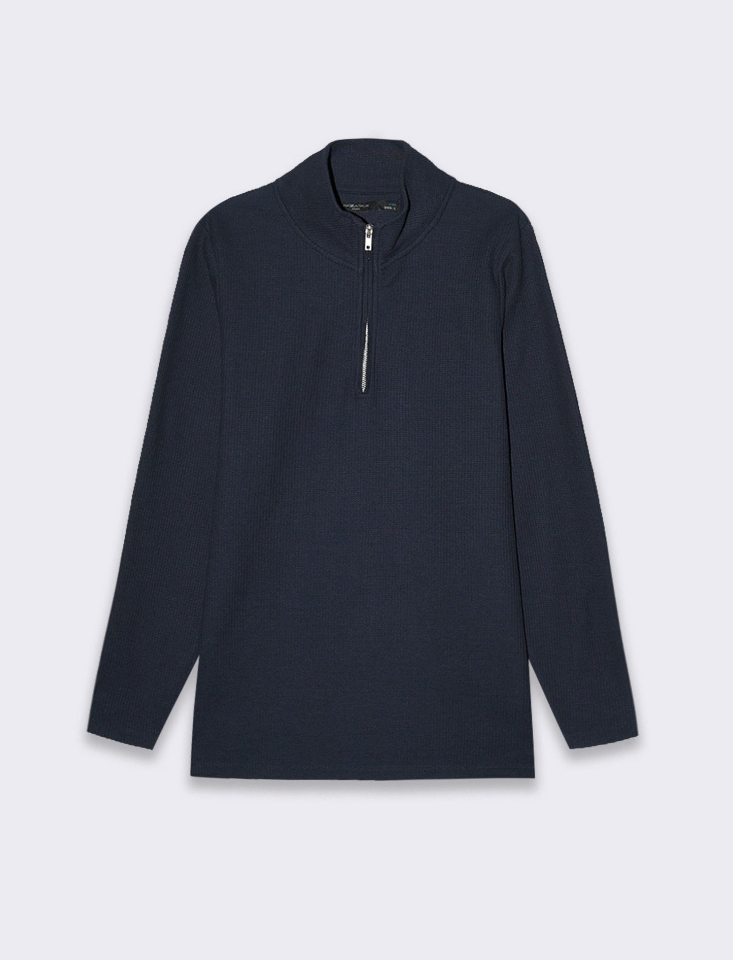 Maglia mezzo collo zip struttura waffel da uomo - Blu
