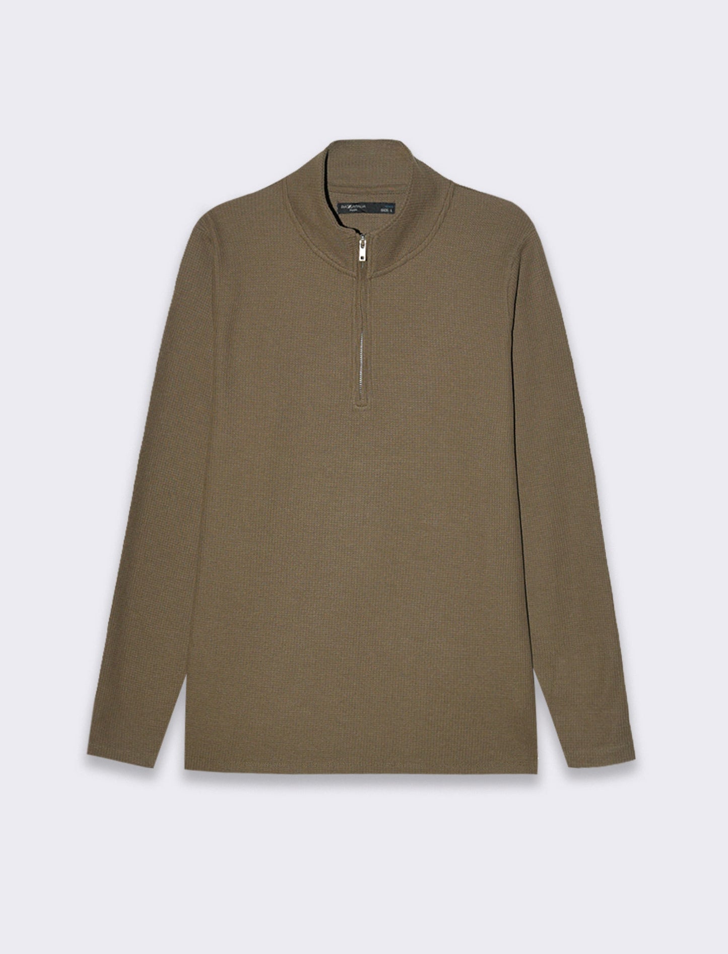 Maglia mezzo collo zip struttura waffel da uomo - Grigio ghiaccio