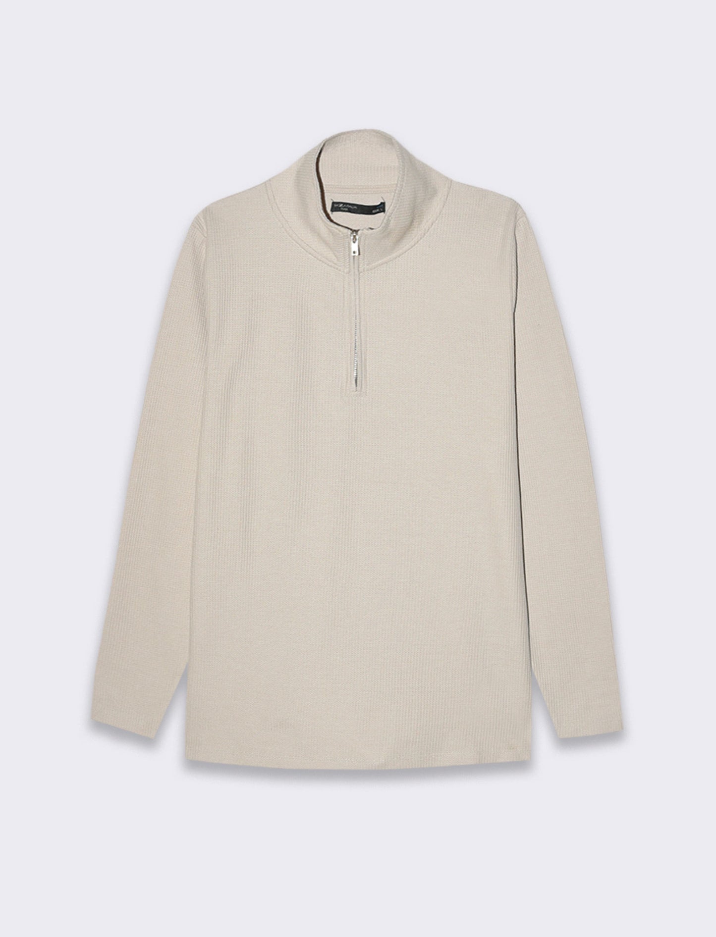 Man's waffle knit half-zip sweater - Green