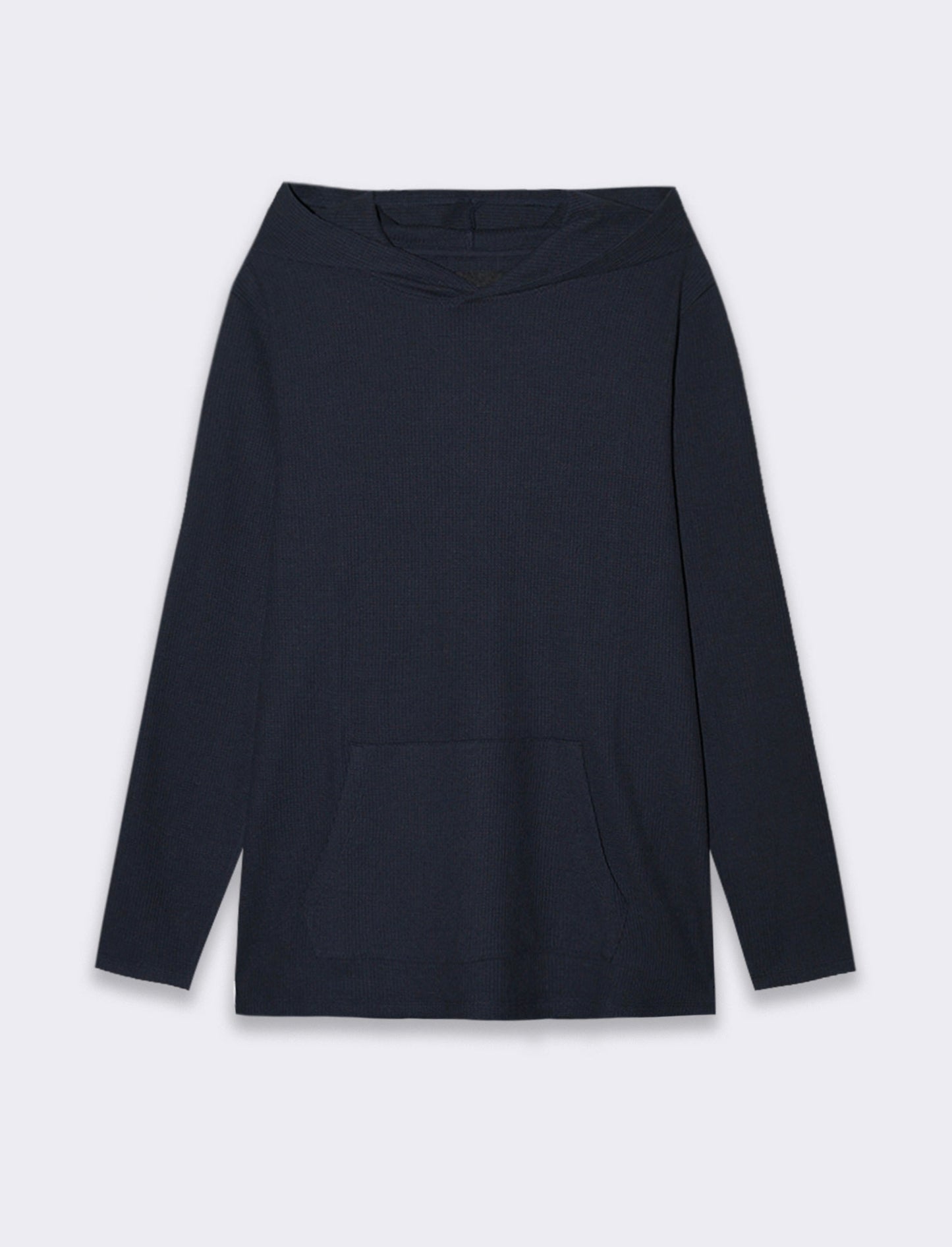 Maglia con cappuccio e marsupio struttura waffel da uomo - Blu
