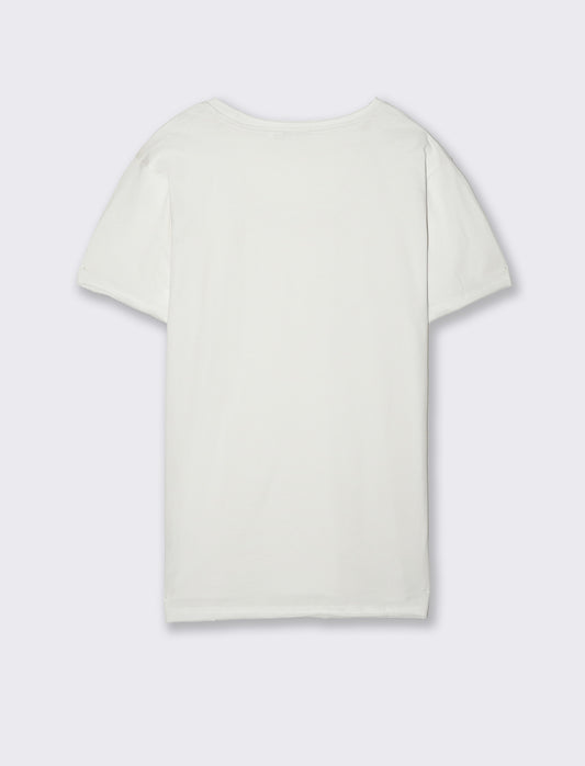 T-shirt scollo ampio regular fit da uomo - Bianco