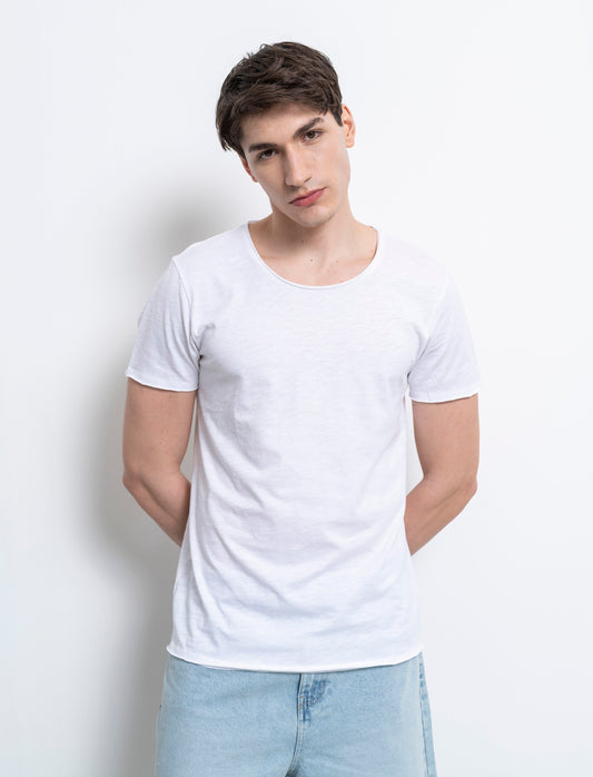Man's slub cotton regular fit t-shirt - White