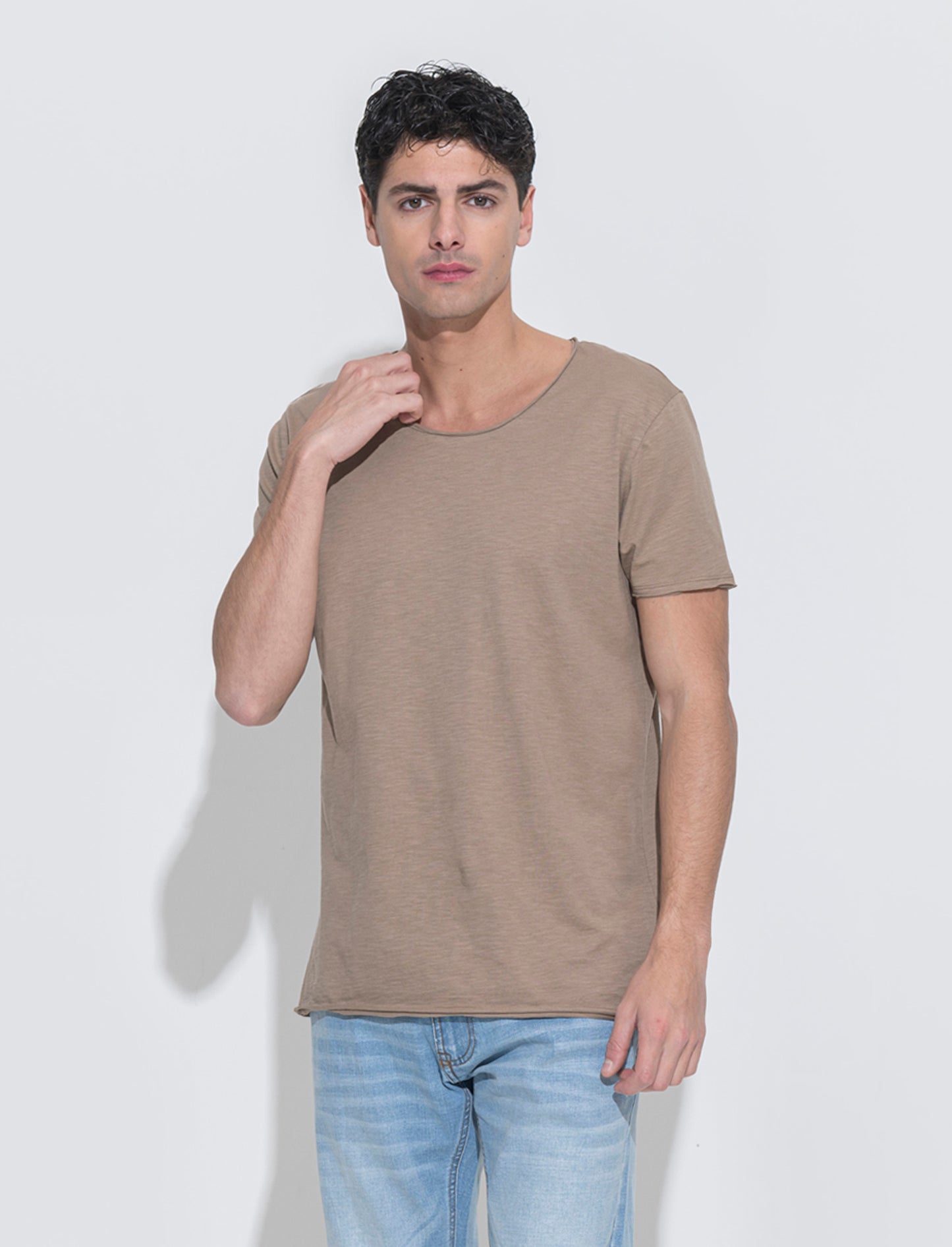 Man's slub cotton regular fit t-shirt - Grey
