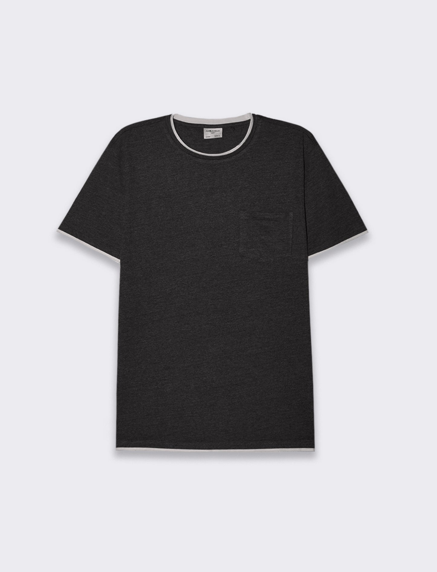 T-shirt effetto melange con tasca da uomo - Nero