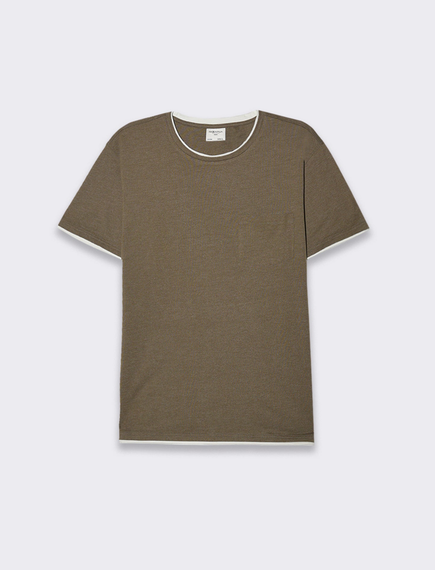 T-shirt effetto melange con tasca da uomo - Verde kaki