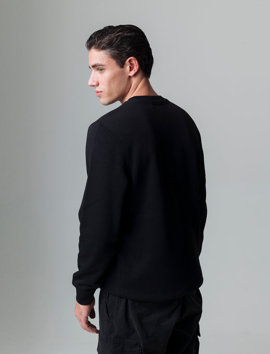 Felpa basic girocollo da uomo - Nero